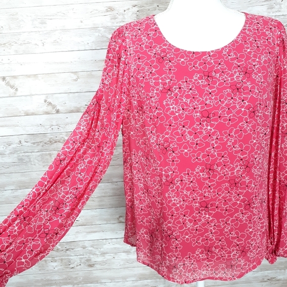 Alfani Blouse PM Floral Print Top Lined Pink 365 - Picture 3 of 7